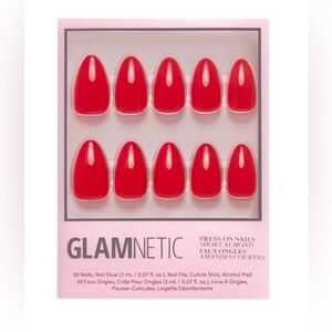 Glamnetic Fiery Red Press-On Nails short almond premium quality bold beautiful